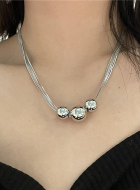 极速Geometric Bead Clavicle ChaiCn Temperament Necklace Fema