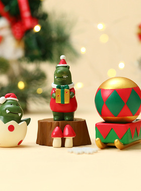 圣诞小动物老人雪橇麋鹿挂件微景观圣诞树树脂工艺品摆件