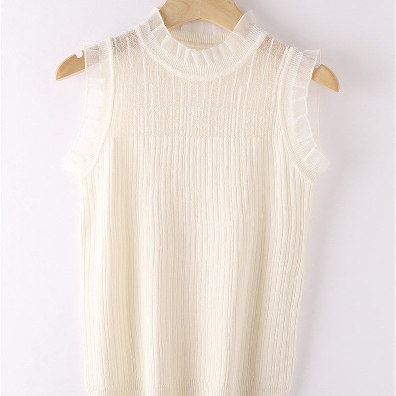 加肥加大码针织吊带背心s女内搭新款木耳边无袖上衣镂空蕾丝打底,淘宝优惠券,粉丝福利购,淘宝优惠卷