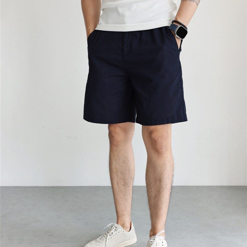 YUXIAN老钱亚麻棉休r闲商务直筒短裤通勤纯色5分裤吸湿透气男春夏,淘宝优惠券,粉丝福利购,淘宝优惠卷