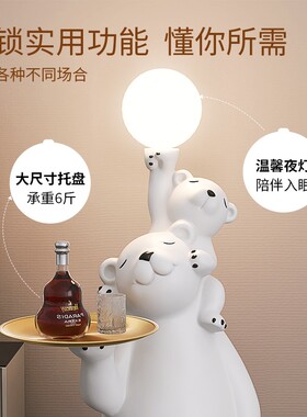 北极熊落地大型摆件托盘客厅家居装饰品新年开业搬家礼品乔迁新居