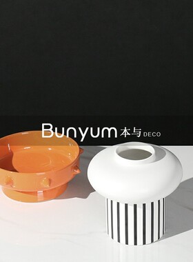 简约艺术陶d瓷花瓶摆件样板房间酒店家居客厅桌面创意软装饰品