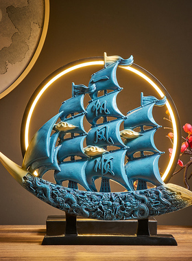 新中式一帆风顺帆船工艺s品摆件玄关办公室酒柜装饰品摆设高档礼