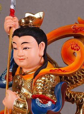 三太子哪吒神像站中龙太子九龙三头六臂元帅道家神明人物手工摆件