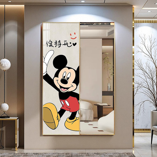 客厅暗藏全身镜挂画翻开推拉穿衣镜隐藏式可推拉壁画试衣镜带挂钩 - 图3