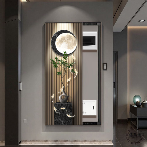 推拉电表箱装饰画现代简约玄关画遮挡配电箱盒子遮丑竖版挂画壁画 - 图1