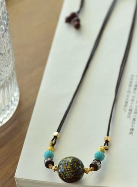 极速大漆珠锁骨链项链 女款 20mm满螺钿搭配牛骨隔片W磷美矿回纹