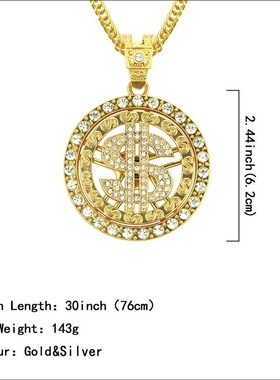 极速项链嘻哈吊坠转动美元hiphAop欧美饰品镶钻男旋转潮流个性网