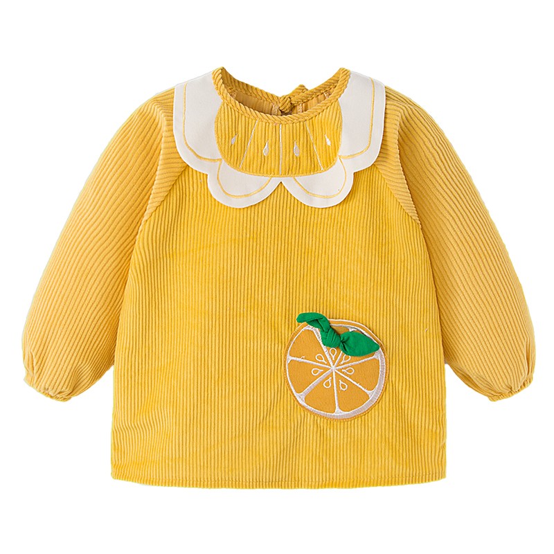 Children's smock, baby girl's eating bib, waterproof and anti-dirty princess apron, autumn and winter style outer wear, baby wear backwards