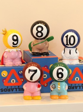 台球厅桌球俱乐部收银p台装饰创意摆件台球小玩偶店铺开业礼物摆