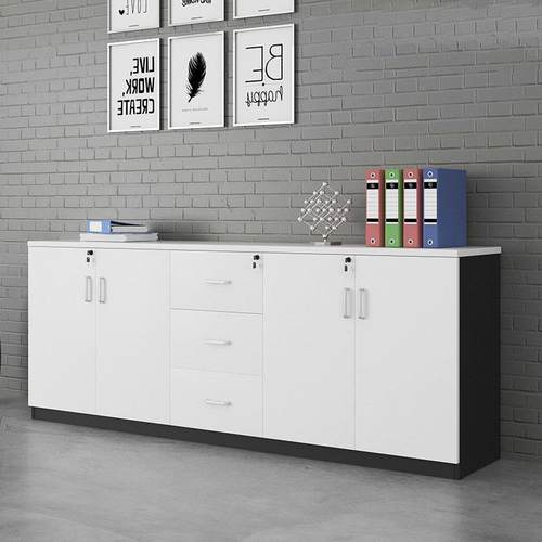 办公室文件柜资料储存矮柜地柜打印机放置柜木质靠墙小柜子窄边柜 - 图0