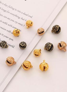 12MM饰品DIY配件镂空合金宫铃古风花纹铃虎头铃铛服饰装饰品铃铛