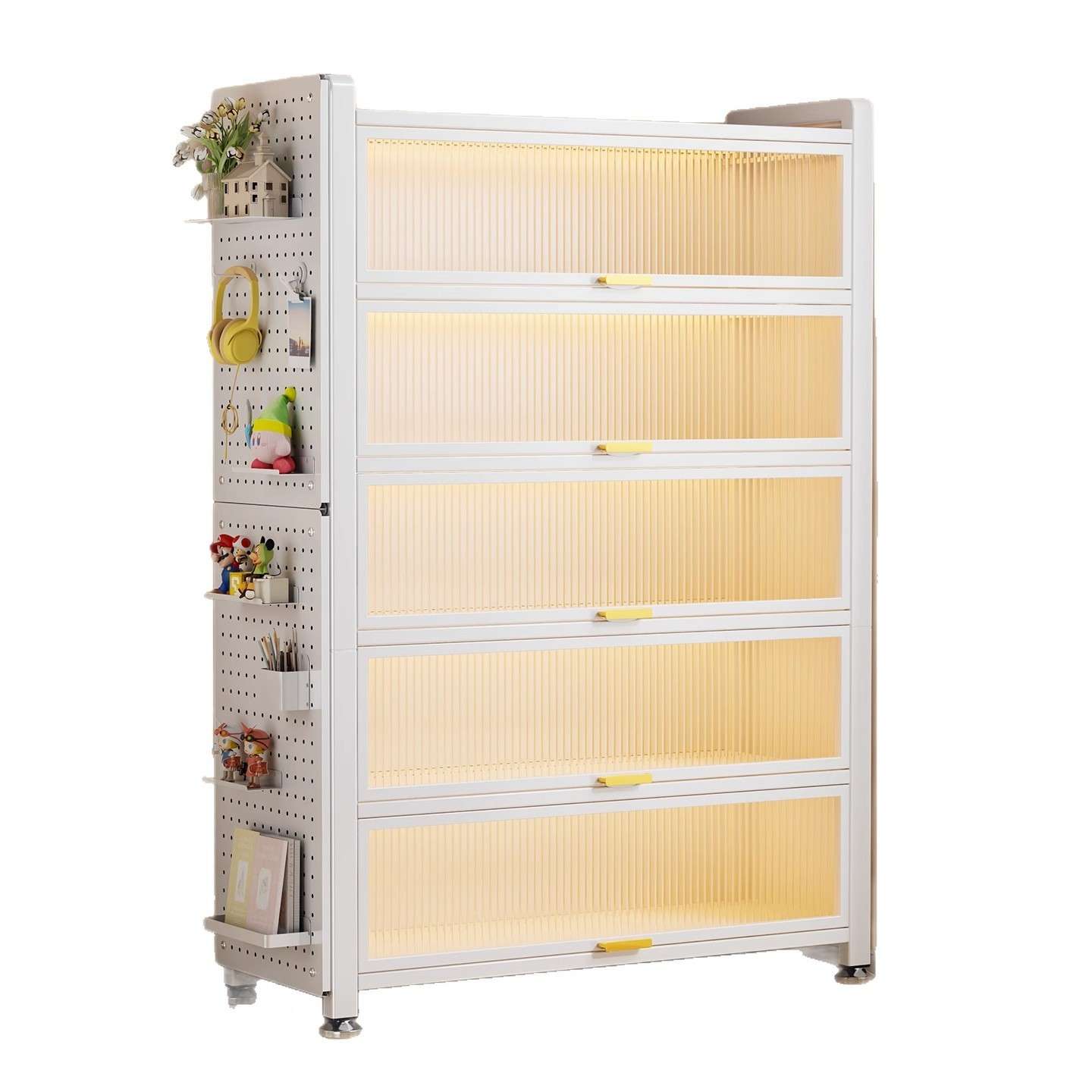 Door bookcase with holes steel 202509J bookshelf floor multi-layer steel living room storage cabinet dustproof