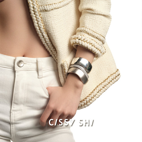 CISSY SHI流动的旋律手镯抛光璀璨手工拉丝工艺原创设计手链女 - 图2