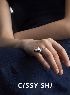 CISSY SHI幸运星戒指 白金色环保铜镀18k白金小众设计戒指