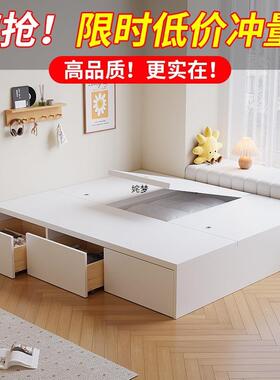 实木10020151简一床现代约双人床无床头床储物床抽式榻榻米单人屉