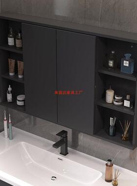 能单独折叠KVT卫风水智生间油隐藏墙式多层实木隐藏式镜柜奶翻盖