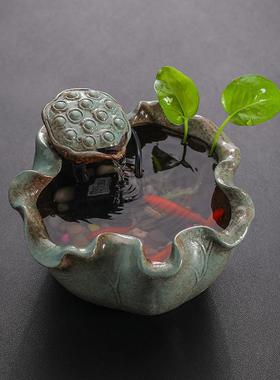 【409水人招收藏】财猫新中式4流MPtmAEQb水生财摆件客厅办公室桌