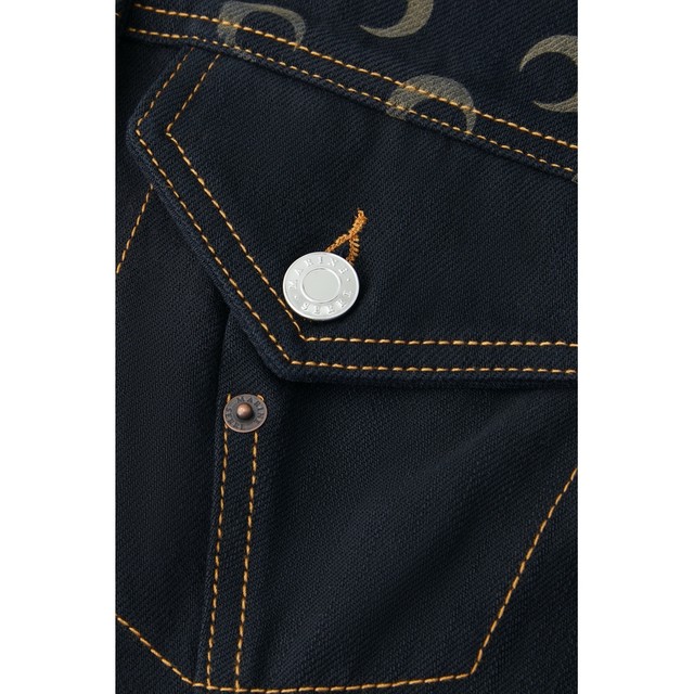 MARINE SERRE Spring and Autumn Women's Black Crescent Print Waist Denim Jacket