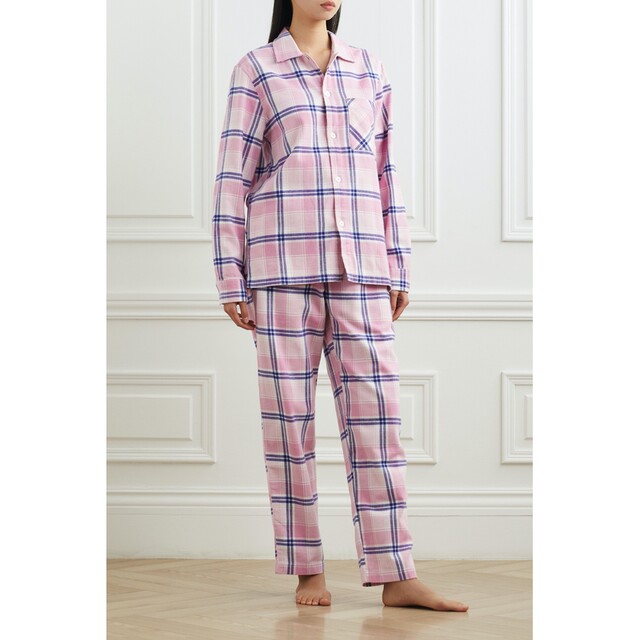 TEKLA summer ຊຸດນອນເສື້ອ flannel ຂອງແມ່ຍິງ plaid