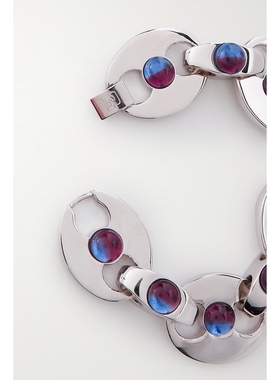 【圣诞礼物】Paco  Rabanne 春季女紫色树脂银色金属手链