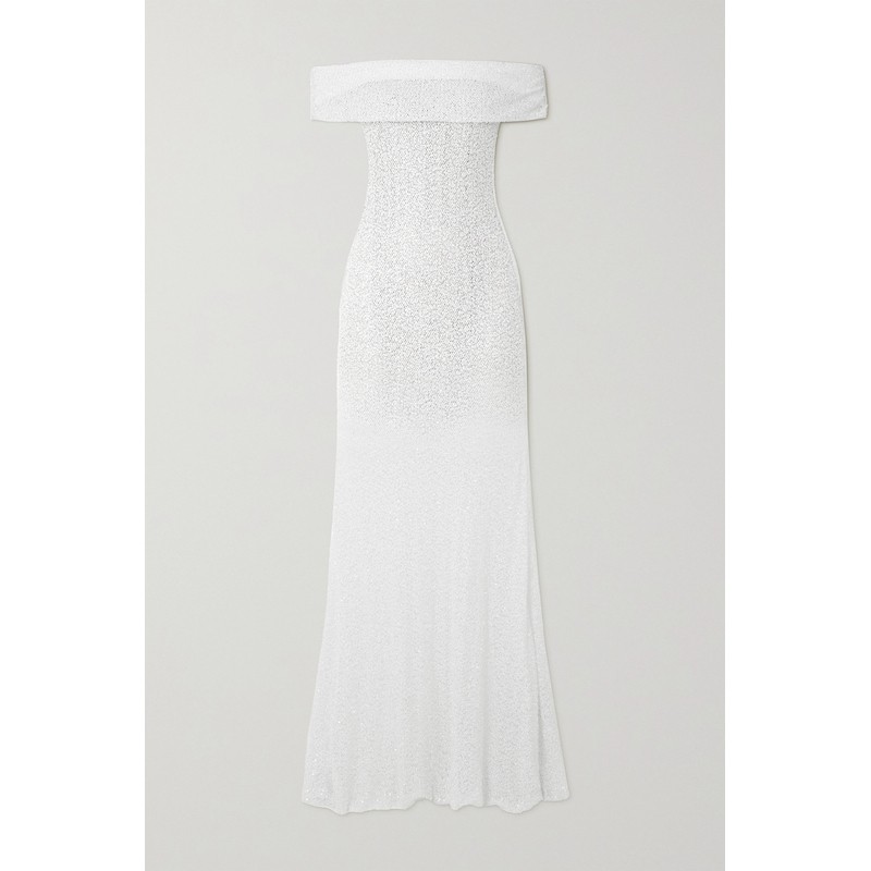 【折扣】Self-Portrait 女一字肩缀饰镂空针织法式连衣裙小白裙,淘宝优惠券,粉丝福利购,淘宝优惠卷