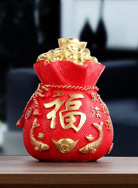 新年喜庆福字红鲤鱼摆件寓意好年年有余招财家居客厅酒柜子装饰品