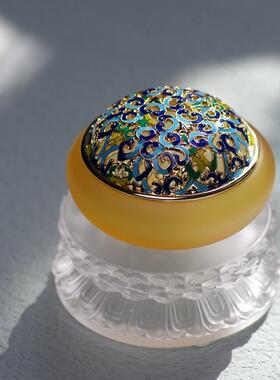 古法琉璃圆形双层莲花形底座莲台可安放佛像摆件香炉居家佛堂使用