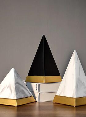 北欧现代创意金字塔摆件家居客厅样板间办公室酒柜轻奢陶瓷装饰品