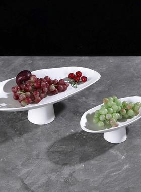 现代新中式意境样板间家居客厅售楼部茶几桌面高脚果托盘陶瓷摆件