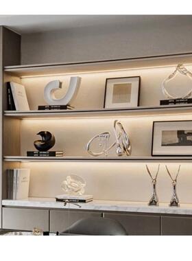 现代创意样板房茶几轻奢书房书架书柜展示摆件电视柜高柜软装饰品