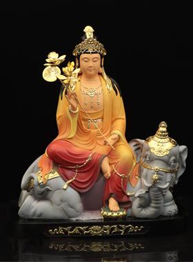 文殊普贤菩萨像树脂像智慧骑狮子大象中式客厅桌面人物精致摆件