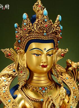 欧斯特精工铜雕《四臂观音》室内家用全鎏金《观音菩萨》铜像摆件