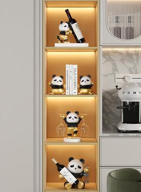 熊猫酒柜装饰品红酒架摆件客厅玄关电视柜餐边柜家居饰品乔迁礼物