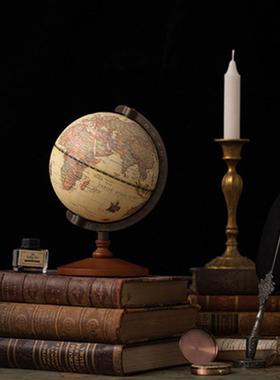 覆古欧式风格摆件书房装饰办公室英文地球仪万象仪家居摄影道具
