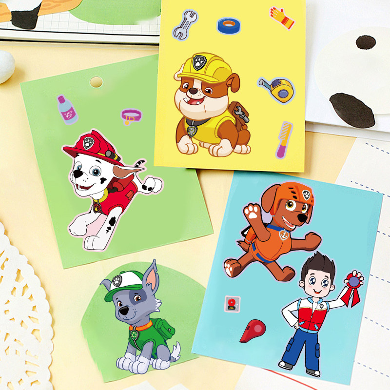 汪汪队立大功天天DIY贴纸阿奇灰灰娱乐贴画路马毛毛可爱自粘画互动动脑手账贴小砾珠珠队长场景贴纸,淘宝优惠券,粉丝福利购,淘宝优惠卷