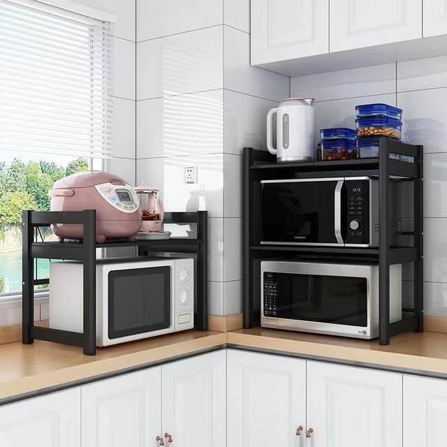 Kitchen retractable microwave oven rack storage rack multifunctional oven household multi-layer countertop storage rack factory sales