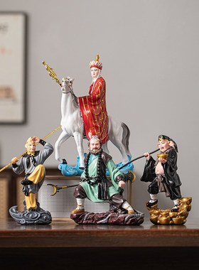 西游记师徒四人唐k僧孙悟空猪八戒沙僧人物摆件全套手办雕塑黑神