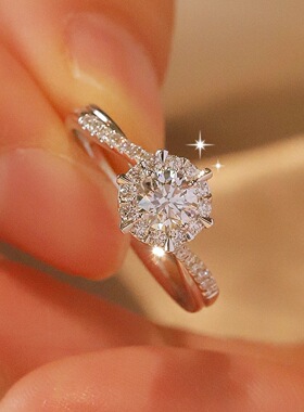 925银1克拉莫桑石轻奢求婚戒