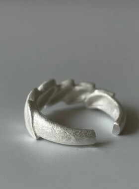 极简烧白羽翼开口百搭女戒