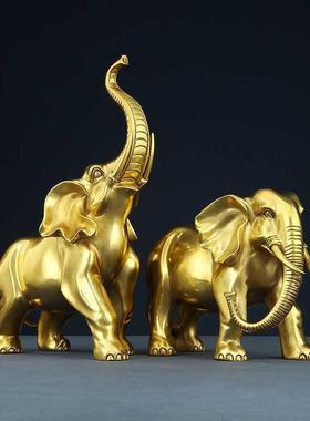 纯铜大象摆件招财进宝客厅玄关电视柜酒柜装饰品乔迁开业礼品