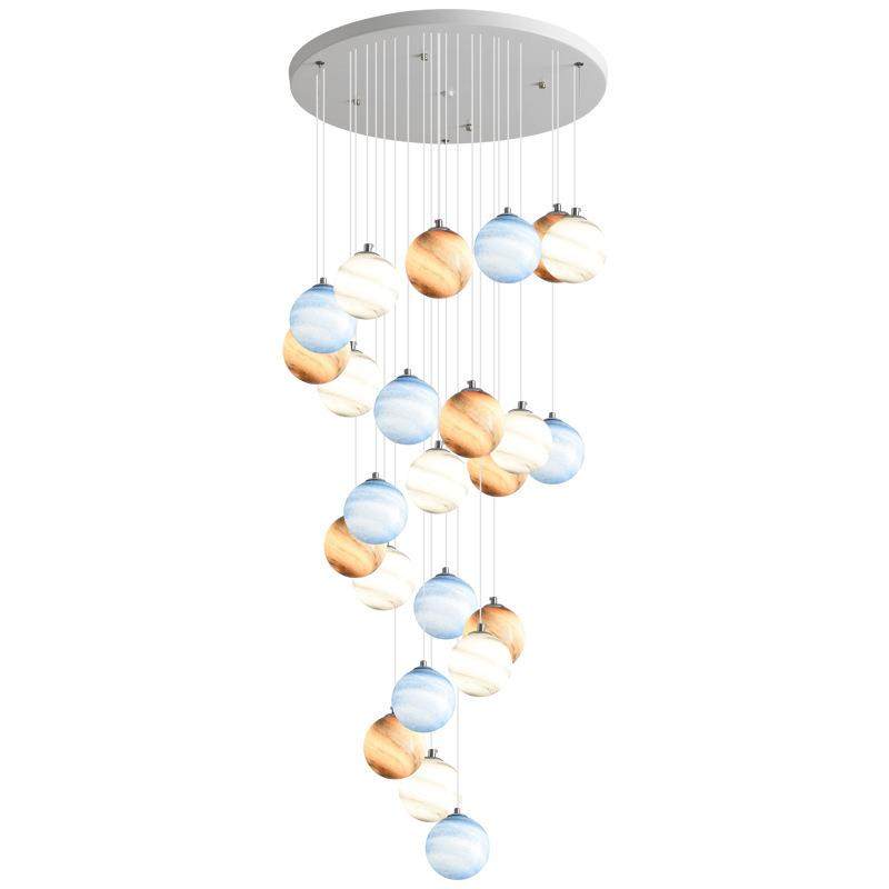 星楼球红梯吊灯长吊灯挑高网旋转别墅复式loft公559寓楼挑空客厅,淘宝优惠券,粉丝福利购,淘宝优惠卷