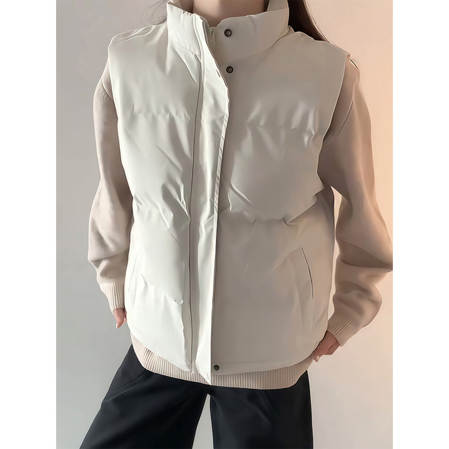 白色立领羽绒马甲男款冬季韩系加厚叠穿坎肩背心外穿运动棉服外套,淘宝优惠券,粉丝福利购,淘宝优惠卷