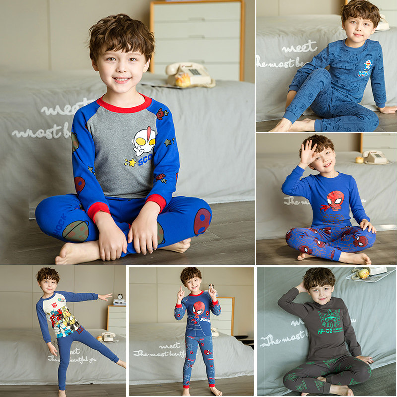 男童秋衣秋裤纯棉中小童保暖家居C服女宝宝春秋棉毛衫儿童内衣套,淘宝优惠券,粉丝福利购,淘宝优惠卷