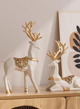 欧式鹿酒柜装饰品摆件 客厅玄关电视柜现代简约家居摆设整体软装