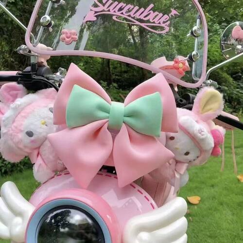 蝴蝶结电动车装饰后座头盔配件个性创意网红爱玛三轮摩托车尾装饰 - 图3