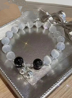 日韩猫眼石蓝月光铃铛手链ins风潮轻奢小众设计甜美闺蜜手链