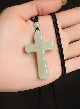 天然玉石十字架吊坠男女款正品玉坠玉佩青玉挂件项链本命年礼物女