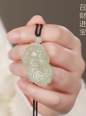天然玉石貔貅吊坠男女款白玉玉佩玉坠挂件情侣项链本命年节日礼物