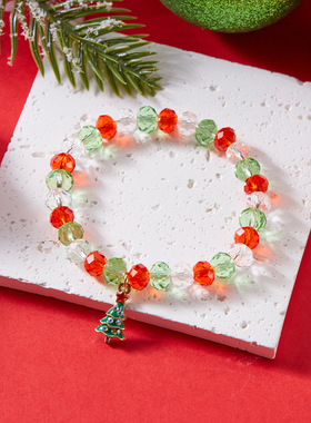 欧美新款圣诞节手链小众设计串珠手饰圣诞手串饰品套装